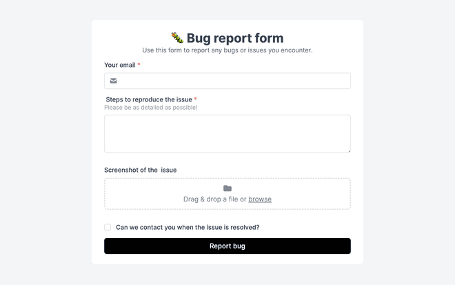 Bug Report Form Template template image