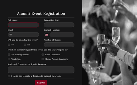 Alumni Event Registration Form Template template image