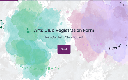 Arts Club Registration Form Template template image