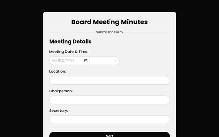 Board Meeting Minutes Submission Form Template template image