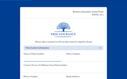 Business Insurance Claim Form Template template image