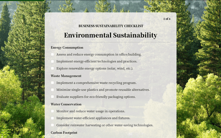 Business Sustainability Checklist Template template image