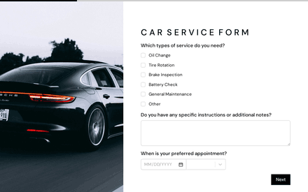 Car Service Form Template template image