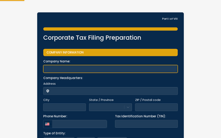 Corporate Tax Filing Preparation Form Template template image