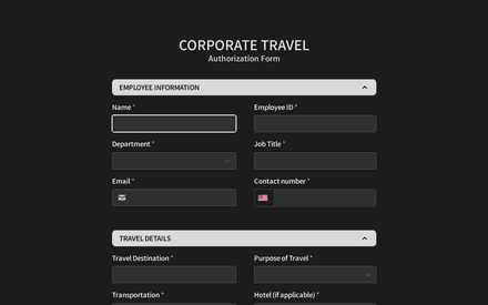 Corporate Travel Authorization Form Template template image