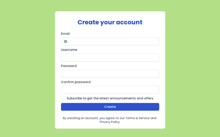 Create an Account Form Template template image