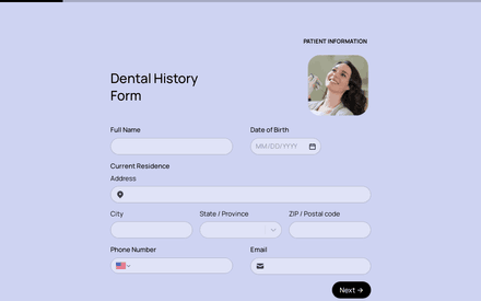 Dental History Form Template template image