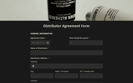 Distributor Agreement Form Template template image