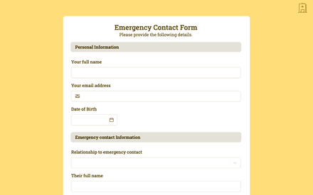 Emergency Contact Form Template template image