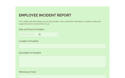 Employee Incident Report Form Template template image