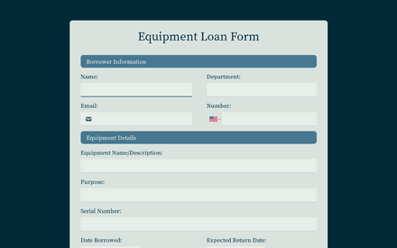 Equipment Loan Form Template template image