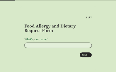 Food Allergy and Dietary Request Form Template template image