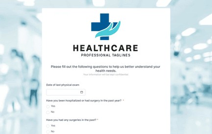 Health History Form Template template image