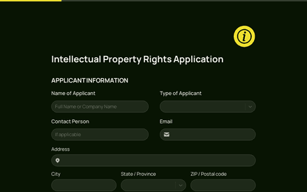 Intellectual Property Rights Application Form  Templat template image