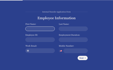 Internal Transfer Application Form Template template image