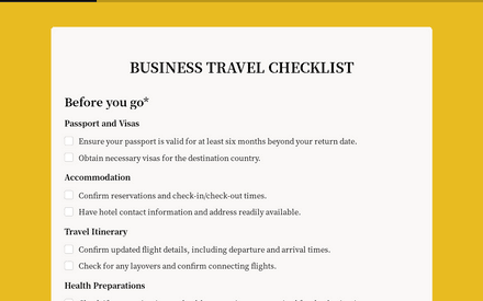 International Business Travel Checklist Template template image