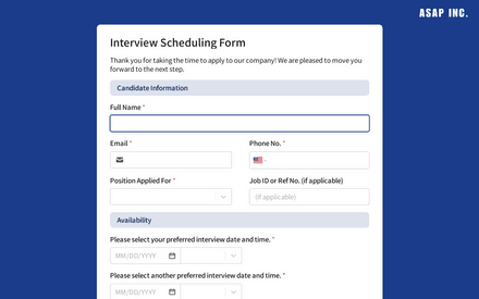 Interview Scheduling Form Template template image