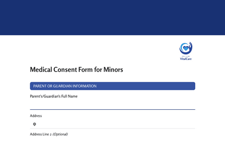 Medical Consent Form for Minors Template template image