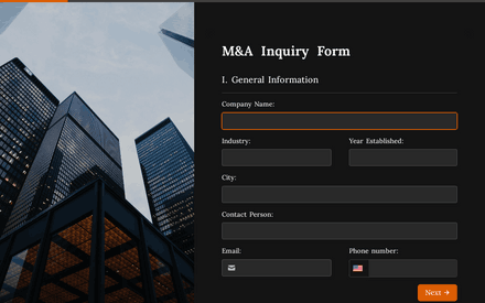 Mergers and Acquisitions Inquiry Form Template template image