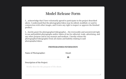 Model Release Form Template template image