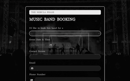 Music Band Booking Form Template template image