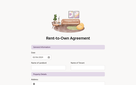 Rent-to-Own Agreement Form Template template image