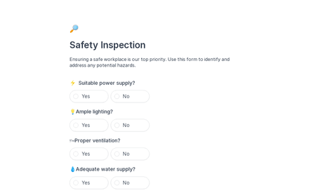 Safety Inspection Form Template template image