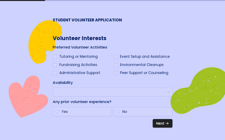 Student Volunteer Application Form Template template image