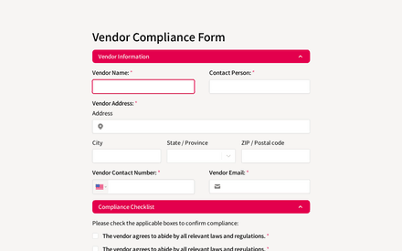 Vendor Compliance Form Template template image