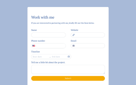 Work with Me Form Template template image